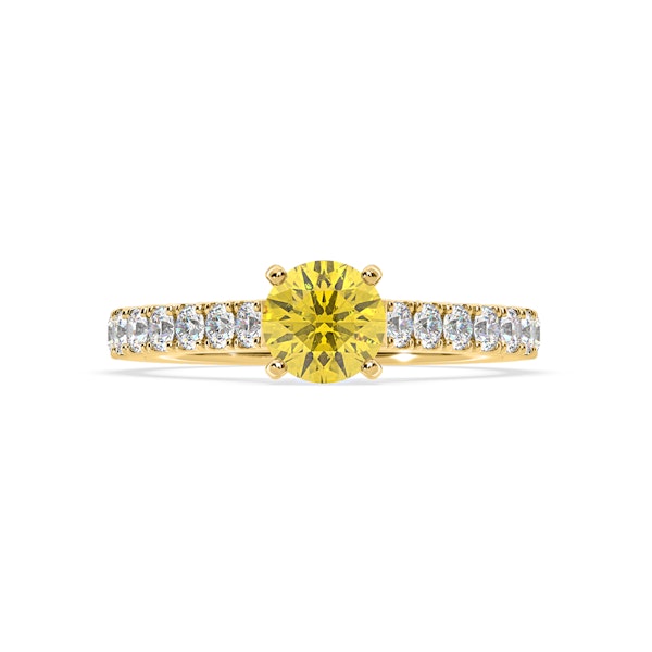Natalia Yellow Lab Diamond 1.50ct Side Stone Ring in 18K Yellow Gold - Elara Collection - Image 3