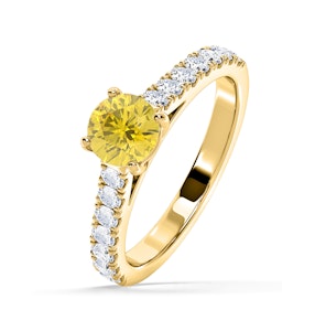 Natalia Yellow Lab Diamond 1.50ct Side Stone Ring in 18K Yellow Gold - Elara Collection