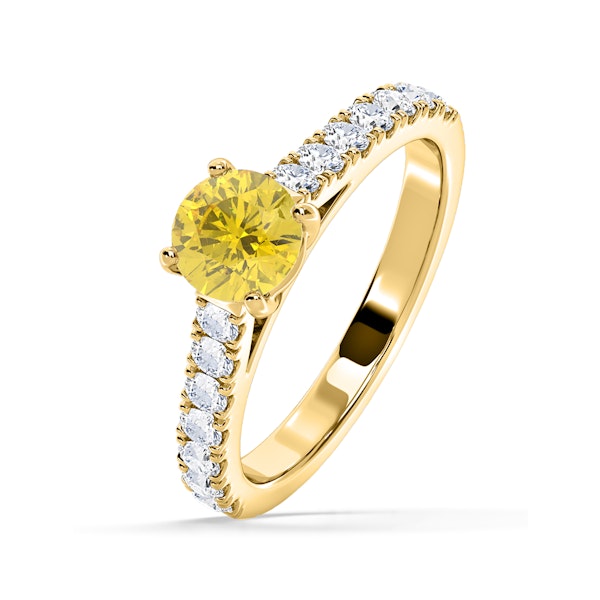 Natalia Yellow Lab Diamond 1.50ct Side Stone Ring in 18K Yellow Gold - Elara Collection - Image 1