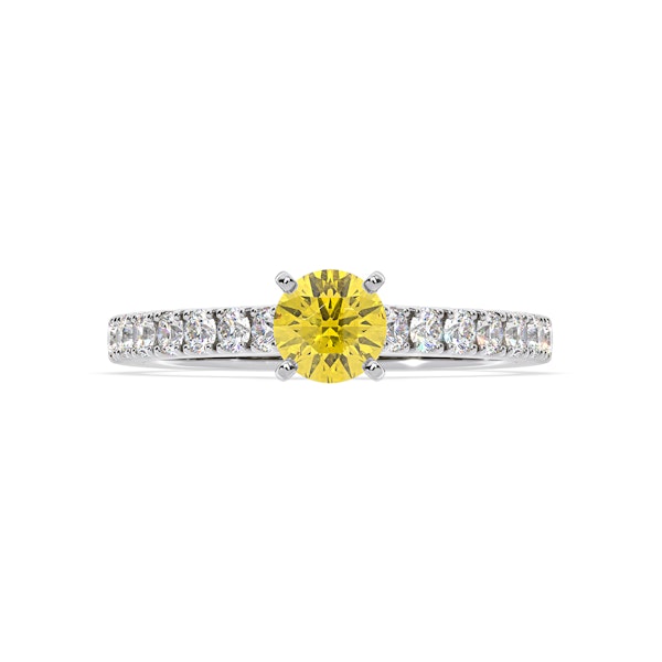 Natalia Yellow Lab Diamond 0.91ct Side Stone Ring in 18K White Gold - Elara Collection - Image 3