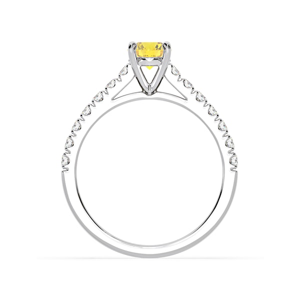 Natalia Yellow Lab Diamond 0.91ct Side Stone Ring in 18K White Gold - Elara Collection - Image 5