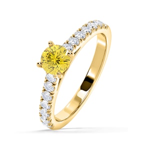 Natalia Yellow Lab Diamond 0.91ct Side Stone Ring in 18K Yellow Gold - Elara Collection