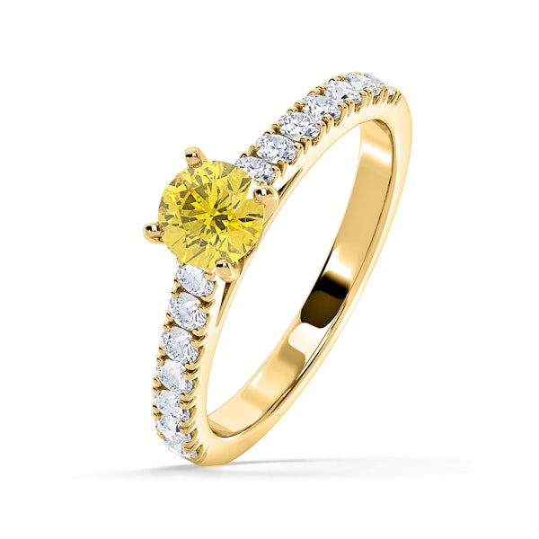 Natalia Yellow Lab Diamond 0.91ct Side Stone Ring in 18K Yellow Gold - Elara Collection - Image 1