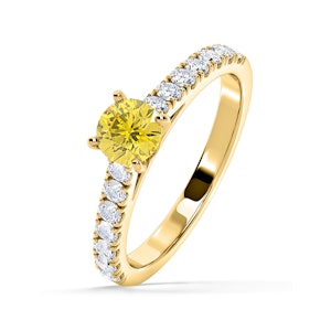 Natalia Yellow Lab Diamond 0.91ct Side Stone Ring in 18K Yellow Gold - Elara Collection