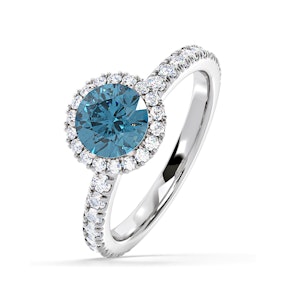 Alessandra Blue Lab Diamond 1.70.ct Halo Ring in 18K White Gold - Elara Collection