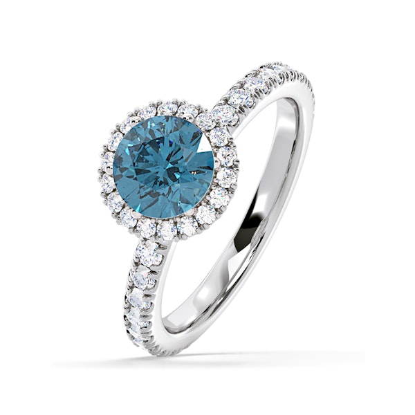 Alessandra Blue Lab Diamond 1.70.ct Halo Ring in Platinum - Elara Collection - Image 1