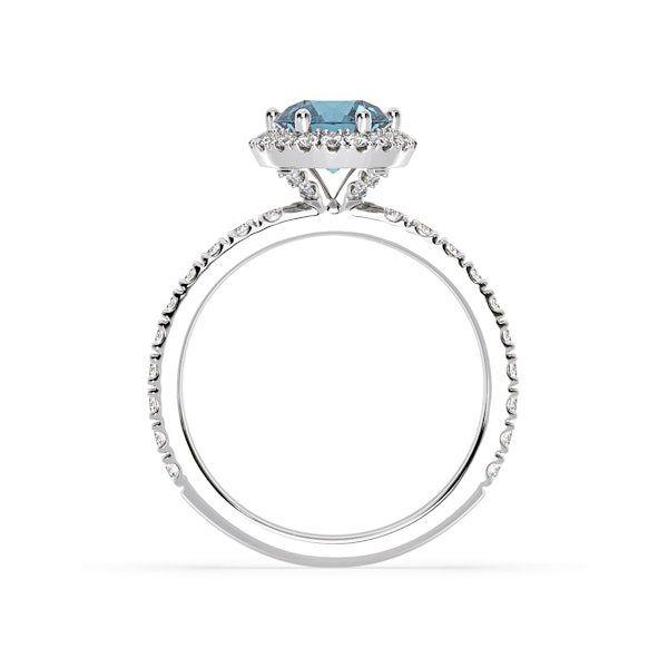 Alessandra Blue Lab Diamond 1.70.ct Halo Ring in 18K White Gold - Elara Collection - Image 5