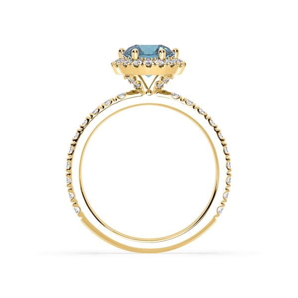 Alessandra Blue Lab Diamond 1.70.ct Halo Ring in 18K Yellow Gold - Elara Collection - Image 5