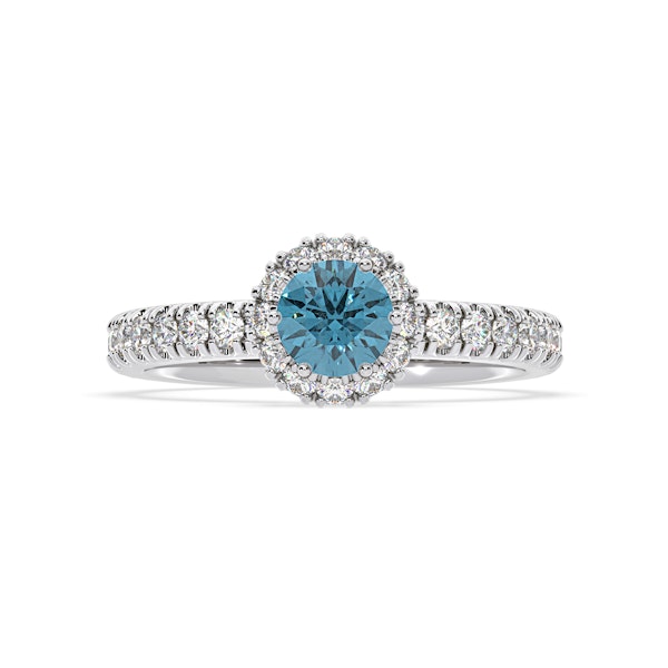 Alessandra Blue Lab Diamond 1.10.ct Halo Ring in Platinum - Elara Collection - Image 3