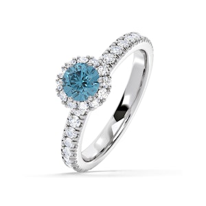 Alessandra Blue Lab Diamond 1.10.ct Halo Ring in Platinum - Elara Collection
