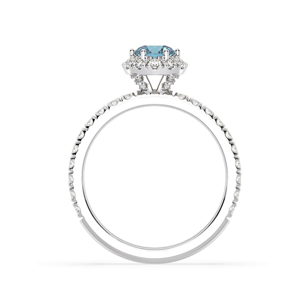 Alessandra Blue Lab Diamond 1.10.ct Halo Ring in 18K White Gold - Elara Collection - Image 5