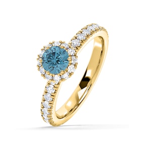 Alessandra Blue Lab Diamond 1.10.ct Halo Ring in 18K Yellow Gold - Elara Collection