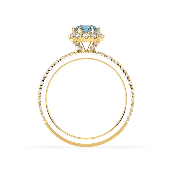 Alessandra Blue Lab Diamond 1.10.ct Halo Ring in 18K Yellow Gold - Elara Collection - Image 5