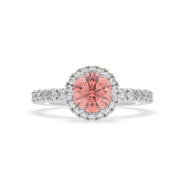 Alessandra Pink Lab Diamond 1.70.ct Halo Ring in 18K White Gold - Elara Collection - Image 3