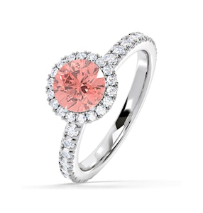 Alessandra Pink Lab Diamond 1.70.ct Halo Ring in Platinum - Elara Collection