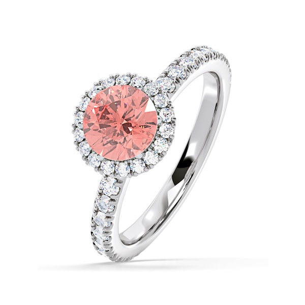 Alessandra Pink Lab Diamond 1.70.ct Halo Ring in Platinum - Elara Collection - Image 1