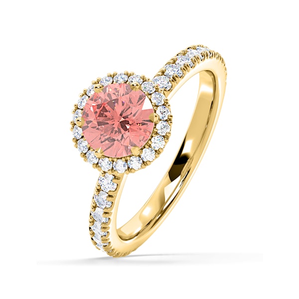Alessandra Pink Lab Diamond 1.70.ct Halo Ring in 18K Yellow Gold - Elara Collection - Image 1