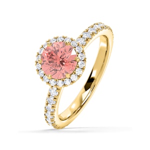 Alessandra Pink Lab Diamond 1.70.ct Halo Ring in 18K Yellow Gold - Elara Collection