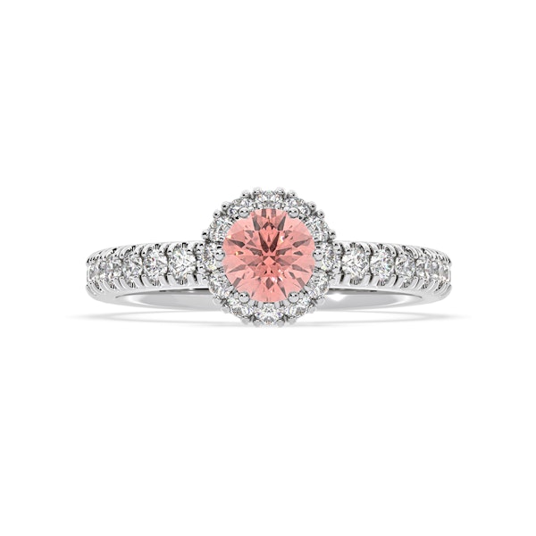 Alessandra Pink Lab Diamond 1.10.ct Halo Ring in 18K White Gold - Elara Collection - Image 3