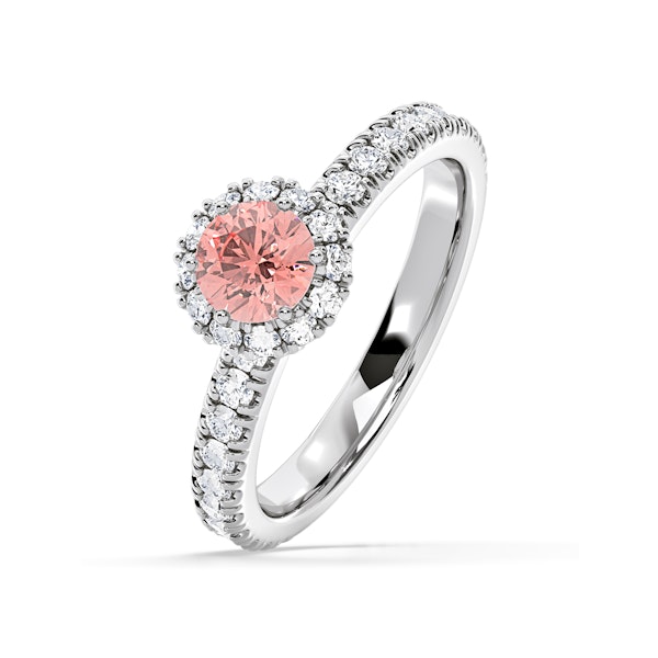 Alessandra Pink Lab Diamond 1.10.ct Halo Ring in 18K White Gold - Elara Collection - Image 1