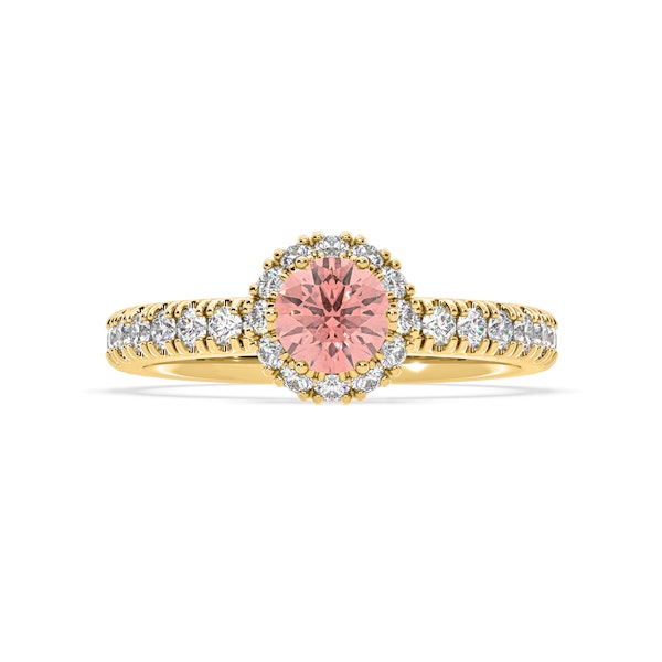 Alessandra Pink Lab Diamond 1.10.ct Halo Ring in 18K Yellow Gold - Elara Collection - Image 3