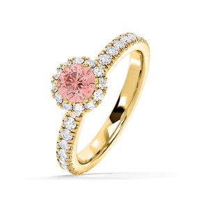 Alessandra Pink Lab Diamond 1.10.ct Halo Ring in 18K Yellow Gold - Elara Collection