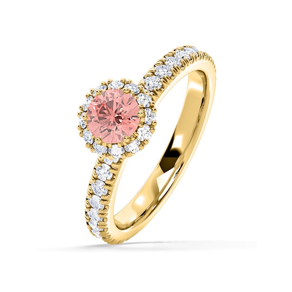 Alessandra Pink Lab Diamond 1.10.ct Halo Ring in 18K Yellow Gold - Elara Collection - Image 1