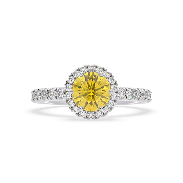Alessandra Yellow Lab Diamond 1.70.ct Halo Ring in Platinum - Elara Collection - Image 3