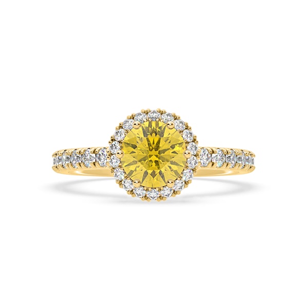 Alessandra Yellow Lab Diamond 1.70.ct Halo Ring in 18K Yellow Gold - Elara Collection - Image 3