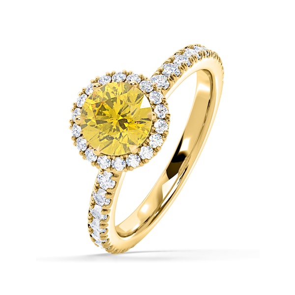 Alessandra Yellow Lab Diamond 1.70.ct Halo Ring in 18K Yellow Gold - Elara Collection - Image 1