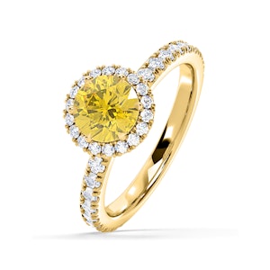 Alessandra Yellow Lab Diamond 1.70.ct Halo Ring in 18K Yellow Gold - Elara Collection