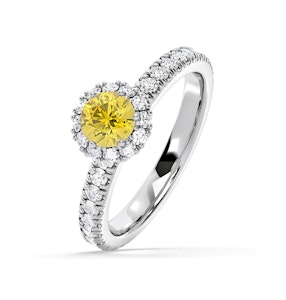 Alessandra Yellow Lab Diamond 1.10.ct Halo Ring in Platinum - Elara Collection
