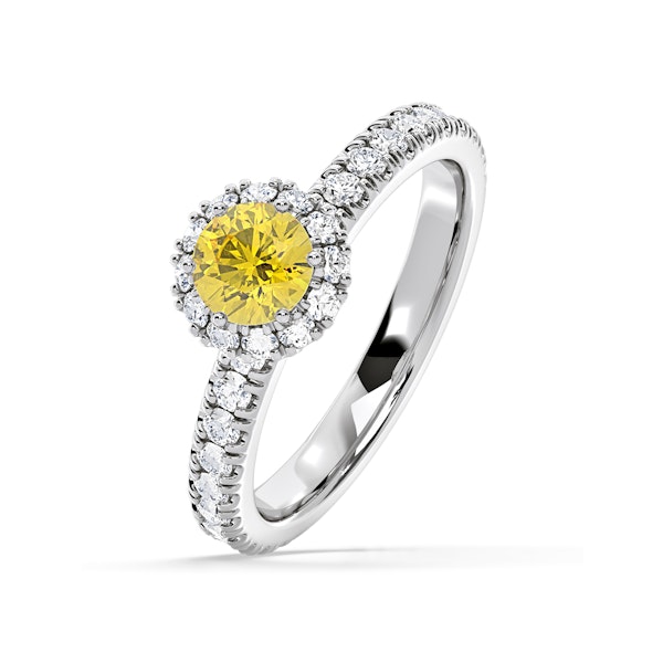 Alessandra Yellow Lab Diamond 1.10.ct Halo Ring in 18K White Gold - Elara Collection - Image 1