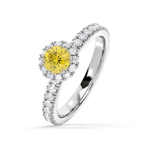 Alessandra Yellow Lab Diamond 1.10.ct Halo Ring in 18K White Gold - Elara Collection