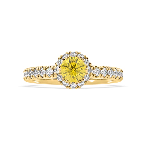 Alessandra Yellow Lab Diamond 1.10.ct Halo Ring in 18K Yellow Gold - Elara Collection - Image 3