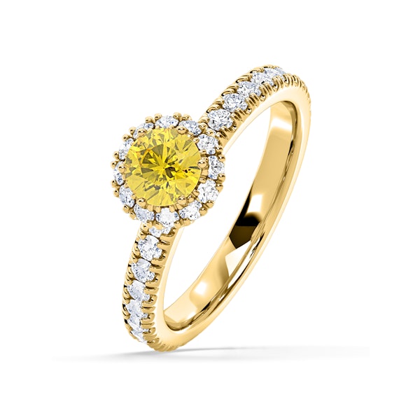 Alessandra Yellow Lab Diamond 1.10.ct Halo Ring in 18K Yellow Gold - Elara Collection - Image 1