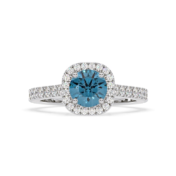 Elizabeth Blue Lab Diamond 1.70ct Halo Ring in Platinum - Elara Collection - Image 3