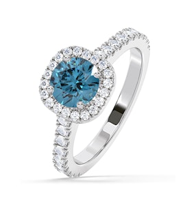Elizabeth Blue Lab Diamond 1.70ct Halo Ring in 18K White Gold - Elara Collection