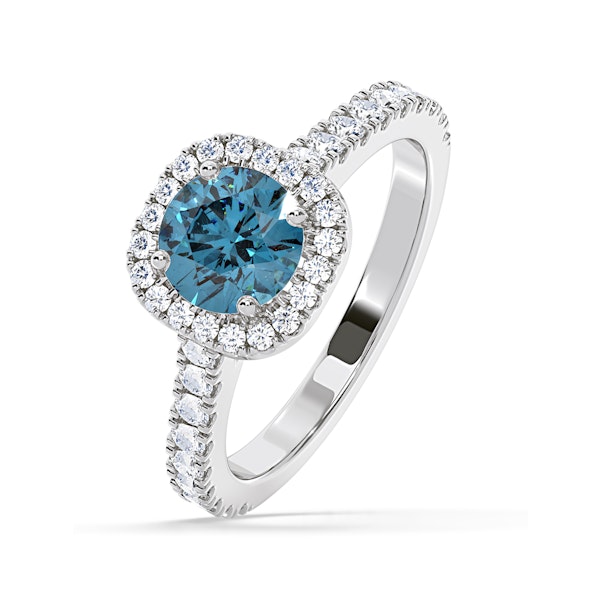 Elizabeth Blue Lab Diamond 1.70ct Halo Ring in Platinum - Elara Collection - Image 1