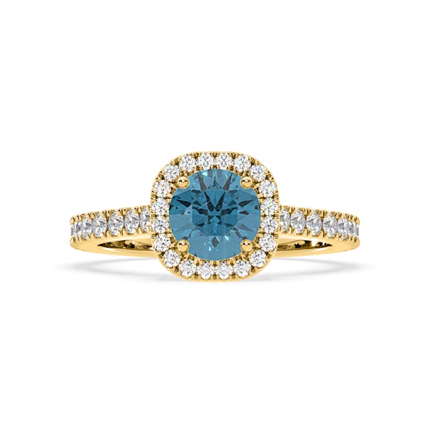 Elizabeth Blue Lab Diamond 1.70ct Halo Ring in 18K Yellow Gold - Elara Collection - Image 3