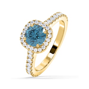 Elizabeth Blue Lab Diamond 1.70ct Halo Ring in 18K Yellow Gold - Elara Collection