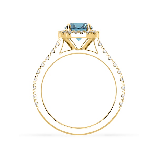 Elizabeth Blue Lab Diamond 1.70ct Halo Ring in 18K Yellow Gold - Elara Collection - Image 5