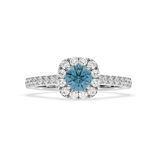Elizabeth Blue Lab Diamond 1.00ct Halo Ring in 18K White Gold - Elara Collection - Image 3
