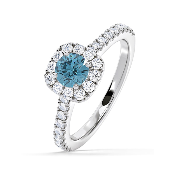 Elizabeth Blue Lab Diamond 1.00ct Halo Ring in Platinum - Elara Collection - Image 1