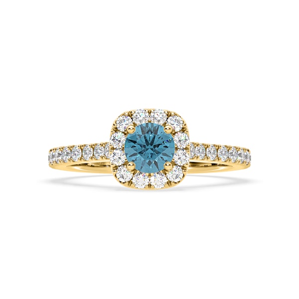 Elizabeth Blue Lab Diamond 1.00ct Halo Ring in 18K Yellow Gold - Elara Collection - Image 3