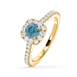 Elizabeth Blue Lab Diamond 1.00ct Halo Ring in 18K Yellow Gold - Elara Collection