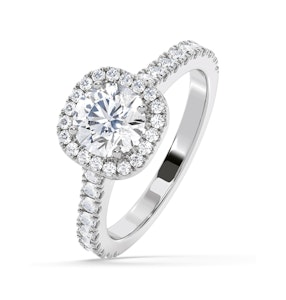 Elizabeth Lab Diamond Halo Engagement Ring 18K White Gold 2.00ct F/VS1