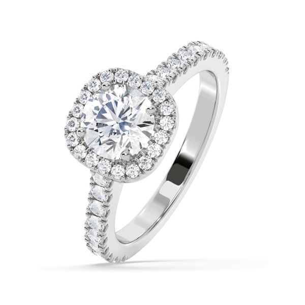 Elizabeth Lab Diamond Halo Engagement Ring 18K White Gold 1.70ct F/VS1 - Image 1