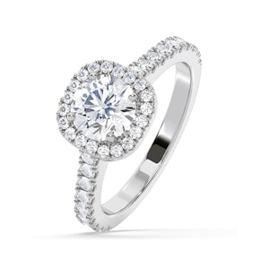Elizabeth GIA Diamond Halo Engagement Ring 18K White Gold 1.70ct G/VS1
