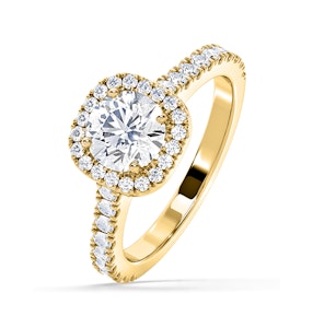 Elizabeth GIA Diamond Halo Engagement Ring in 18K Gold 1.50ct G/VS2